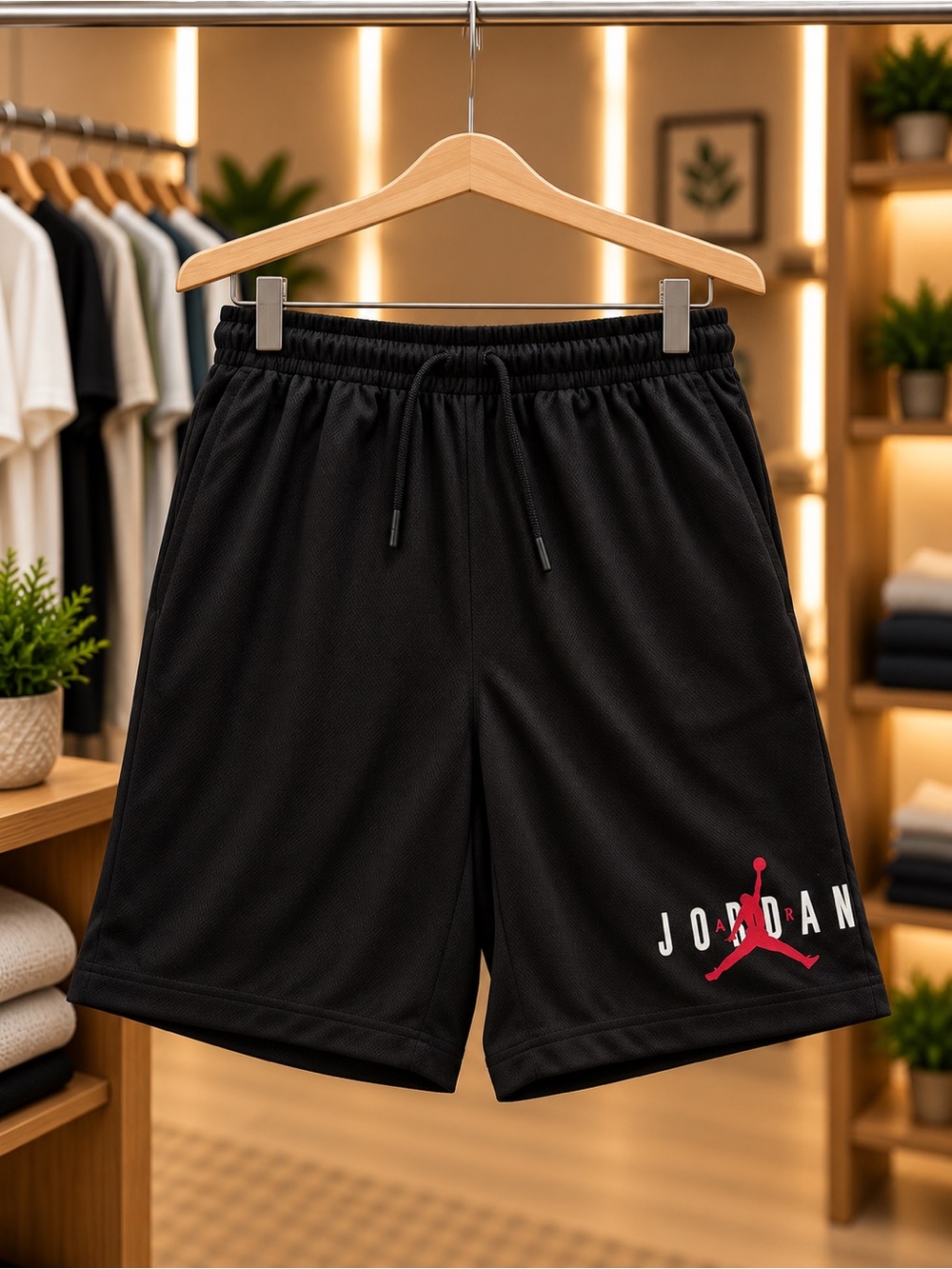 Jordan Black Athletic Shorts with Pink-Red Jumpman